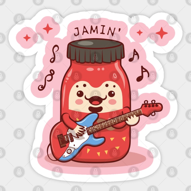 kawaii cute strawberry jammin Sticker by YuriArt